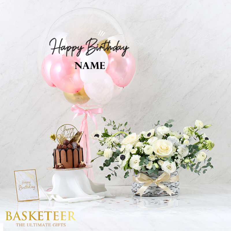 Combo Set( Cake, Flower Basket And Balloon )